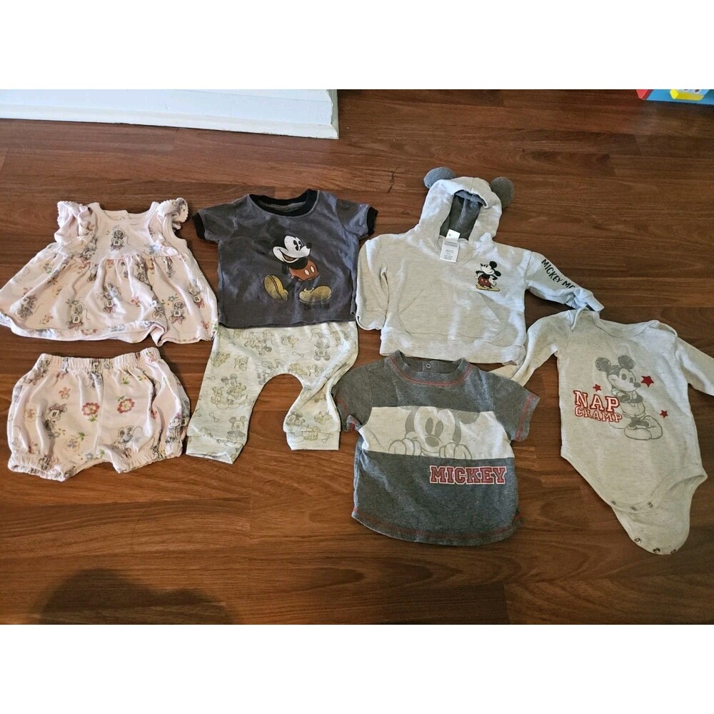 6-12m Dinsey Mickey Mouse Bundle, Sweatshirt,Outfit, Long Short Sleeve, Boy Girl
